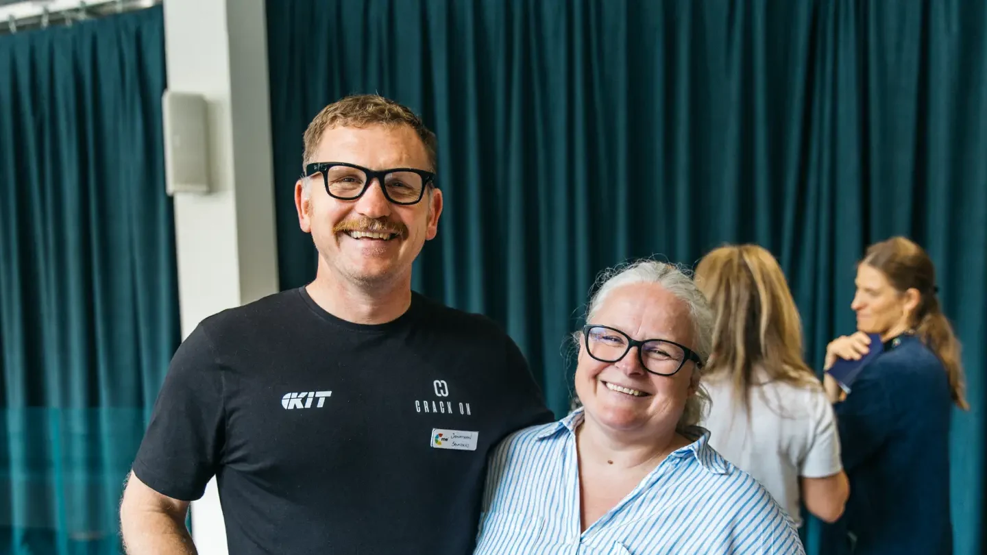 Jon Saunders with a participant at a Crack On C-me session