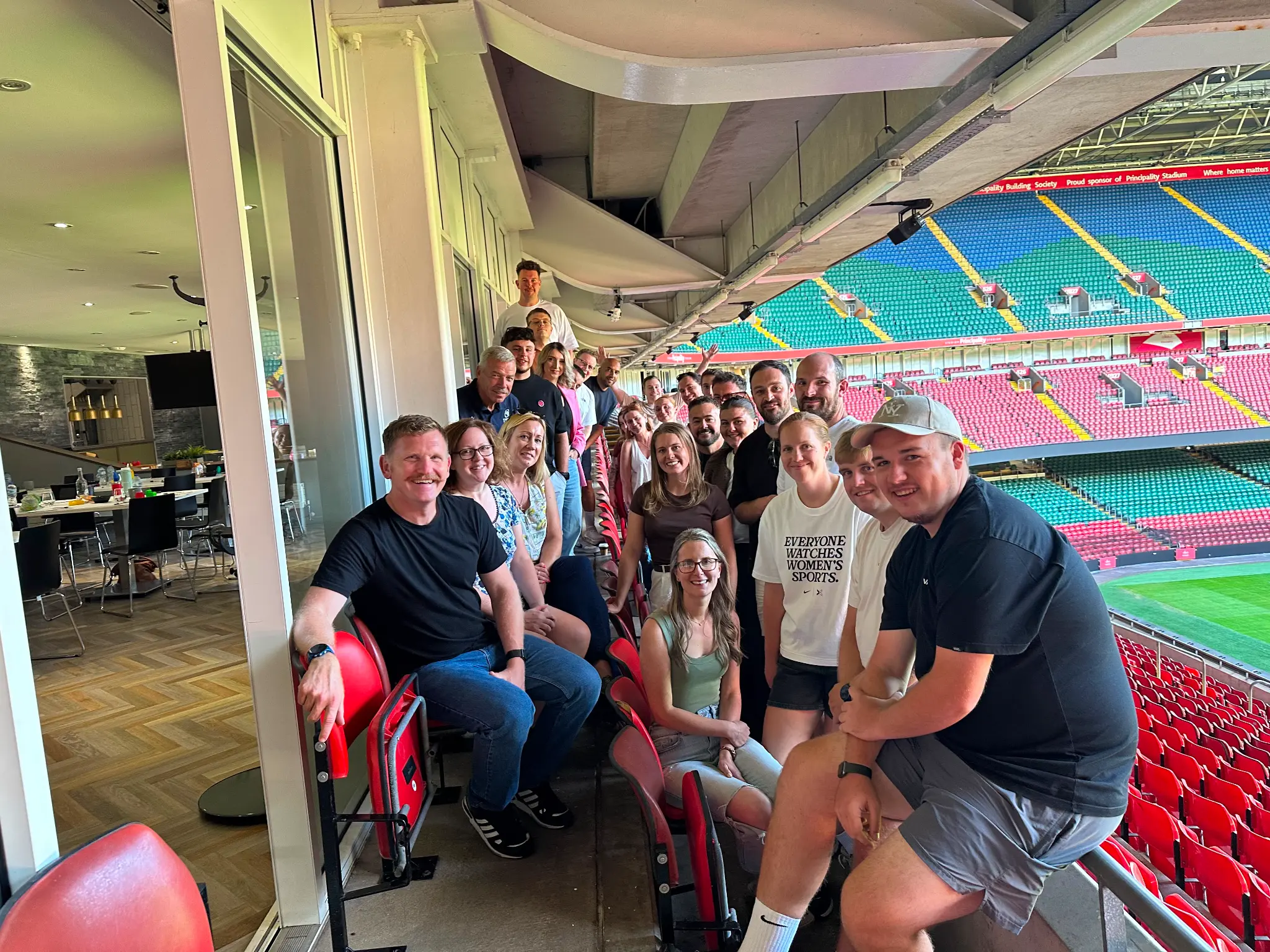 Cardiff Rugby colleagues together at Principality Stadium following a C-me Colour Team Day